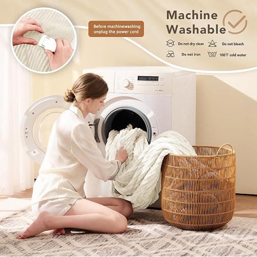 Homemate Heated Blanket Electric Throw - 50"x60" Heating Blanket Throw 1/2/4/6/8 Hours Auto-Off 10 Heat Levels Over-Heat Protection Soft Flannel Sherpa ETL Certification thumbnail 7