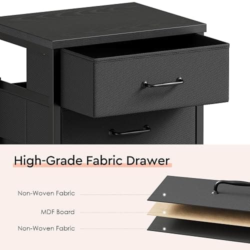 Maihail 3 Drawer Mobile File Cabinet with Wheels Fabric Vertical Filing Cabinet fits A4 or Letter Size for Home Office,Black thumbnail 6