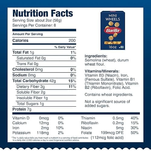 Barilla Mini Wheels Pasta, 16 oz. Box (Pack of 12) - Non-GMO, Made with Durum Wheat Semolina - Kosher Certified thumbnail 2