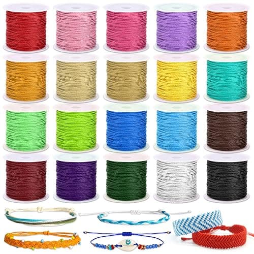 Cridoz 20 Rolls Wax String for Bracelet Making, Waxed Thread Bracelet Cord, Waxed Polyester Cord Bracelet Rope for DIY Bracelets, Necklace and Macrame - Image 1