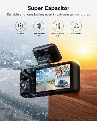 REDTIGER F17 4K 3 Channel Dash Cam, 5GHz WiFi Built-in GPS with 64GB Card, 2160P+1080P+1080P Front and Rear Inside, Triple Car Camera with 3 Inch Screen, IR Night Vision, G Sensor, WDR, Parking Mode thumbnail 7