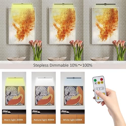 MIOBLUE LED Picture Lights with Remote, 16in Metal Battery Operated Picture Light,Rechargeable Display Lamp,Dimmable Dartboard Light with Timer for Frame Wall Portrait Art, 2Pack thumbnail 5