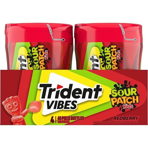 Trident Vibes SOUR PATCH KIDS Redberry Sugar-Free Chewing Gum, 4-40 Piece Bottles (160 Total Pieces) - Redberry - 40 Count (Pack of 4) thumbnail 13
