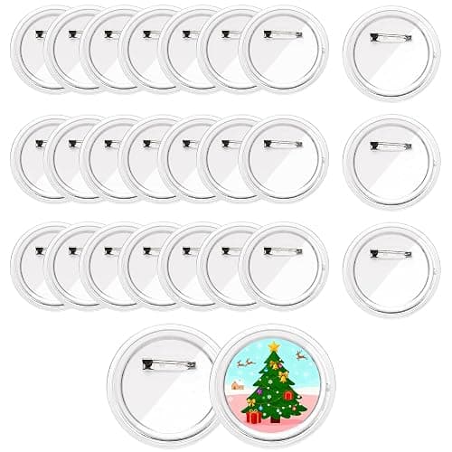 25 Pcs 2.3 Inch Clear Acrylic Blank Button Pins, DIY Craft Badge Making Supplies for Custom Photo Buttons, Homemade Badges, School Projects, Team & Event Badges - Image 1
