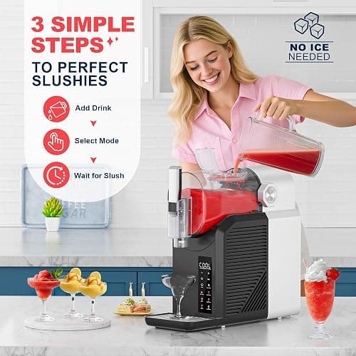 Slushie Machine, 15-Minutes RapidChill Technology Slushy Machine for Home, 68 oz Drink & Slushie Maker with 6 Preset Programs Frozen Margaritas, Milkshakes, Frappés, and More - Slushie Machine 200W thumbnail 2