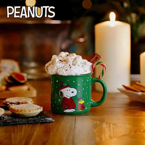 Silver Buffalo Peanuts Holiday Treats and Cocoa, Ceramic Camper Mug, 20oz | Woodstock and Snoopy, 0.59 Liters thumbnail 2
