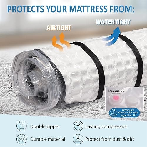 Queen/Full/Full-XL Foam Mattress Vacuum Bag for Moving, Vacuum Seal Mattress Bag with Straps thumbnail 4