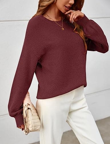 MEROKEETY Sweaters for Women 2025 Fall Winter Oversized Pullover Crew Neck Long Sleeve Heathered Knit Sweater thumbnail 5