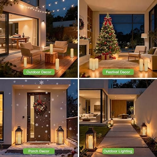Kimjo 10CM x 30CM Flammenlose Große LED Kerzen Outdoor Wasserdicht - Elfenbeinweiß Plastik Led Kerzen mit Timerfunktion Fernbedienung Groß - Led Kerzen Flackernde Flamme 500+ Stunden Batterie thumbnail 6