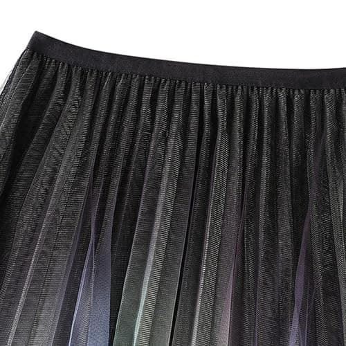 Dirholl Women's A-Line Fairy Patterned Elastic Waist Ruffle Tulle Layered Midi Skirt thumbnail 2