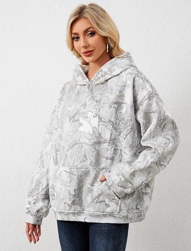 Dsewpaur Camo Fleece Hoodie For Men Women Long Sleeve Drop Shoulder Oversized Hooded Sweatshirt Pullover With Pocket thumbnail 6