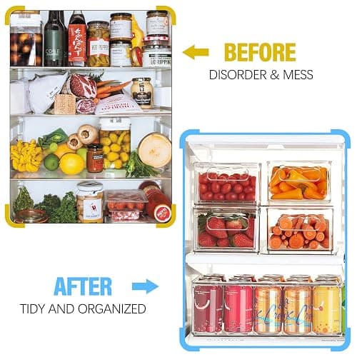 changshengda Fridge Storage Organiser- 6 Pack (3 Sizes) Fridge Organisers Stackable, Fridge Organisers for Pantry, Freezer, Cabinet, Drawer thumbnail 6