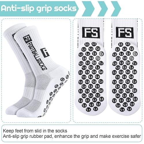 Apricitie 4 Paare Fußball Socken, 39-46 35-38 Fußballsocken Anti Rutsch Grip Sportsocken Rutschfeste Fussball Socken für Herren Damen Kinder thumbnail 4