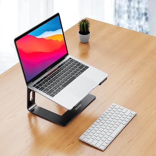 BESIGN LS03 Aluminum Laptop Stand, Ergonomic Detachable Computer Stand, Riser Holder Notebook Stand Compatible with Air, Pro, Dell, HP, Lenovo More 10-15.6" Laptops, Black thumbnail 2