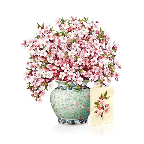 Freshcut Paper Pop Up Cards, Japanese Cherry Blossoms, 12 Inch Life Sized Forever Flower Bouquet 3D Popup Greeting Card, Birthday Cards, Thank You Card, Blank Notecard & Envelope thumbnail 7