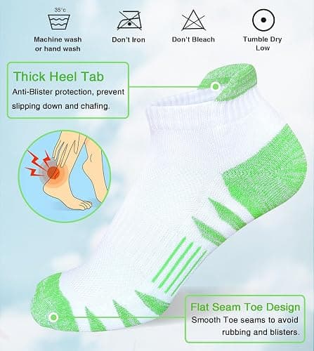 Heyoboy Womens Ankle Anti-blister Cushioned Athletic Running Socks 5 Pairs thumbnail 3