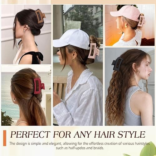 4 Pcs Flexible Hair Clip, 4.1Inch Flexible Claw Clip for Women Girls | Unsnappable Soft Claws Clips for Lying Down & Driving, Non-slip Strong Hold Hair Clips for Thin Thick Hair, Brown&Red thumbnail 3