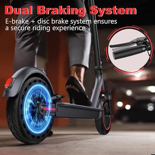 Maxshot Electric Scooter, 8.5" /10" /14" Tire, 16/19/22 Mph Top Speed, 12/16/21/27/28/49/50 Miles Long Range, Folding Escooter for Adults and Kids with Seat Bag, Dual Braking, Dual Suspension, App thumbnail 9