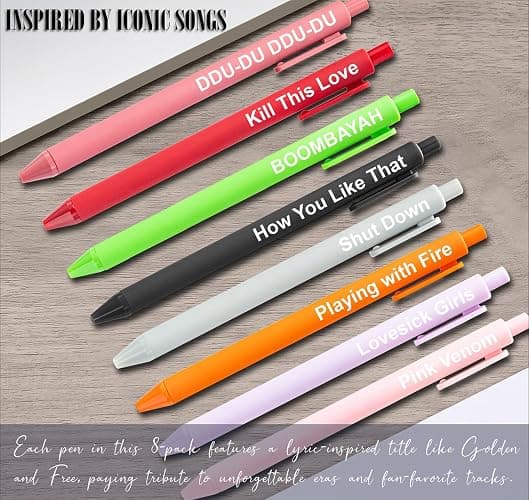 Kpop Blackpink Inspired Pen Set, Cute K pop Gel Pens, Black Pink Blinks Gifts Merch, Music Birthday Party Favors for Music Fans thumbnail 3