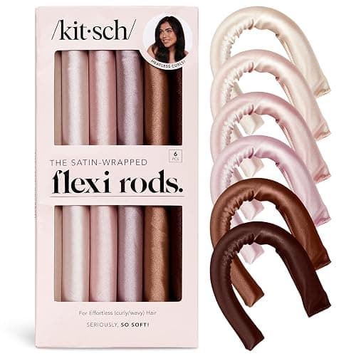 Kitsch Satin Heatless Hair Curlers – No Heat Hair Curlers to Sleep In for Overnight Curls – Soft Heatless Curling Rods for Women with Short & Long Hair - Alternative to Heat Styling – 6 pcs, Rosewood thumbnail 8