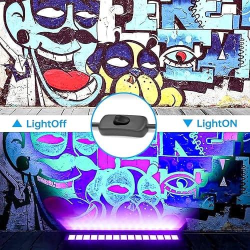 4 Pack LED Black Lights, Blacklight Bars with Plug+Switch+6ft Cord, Light Up 24x24ftx4, IP66 Waterproof Blacklight for Glow Party, Fluorescent Poster, Body Paint, Halloween Decorations, Bedroom, Stage - 4 Count (Pack of 1) thumbnail 5