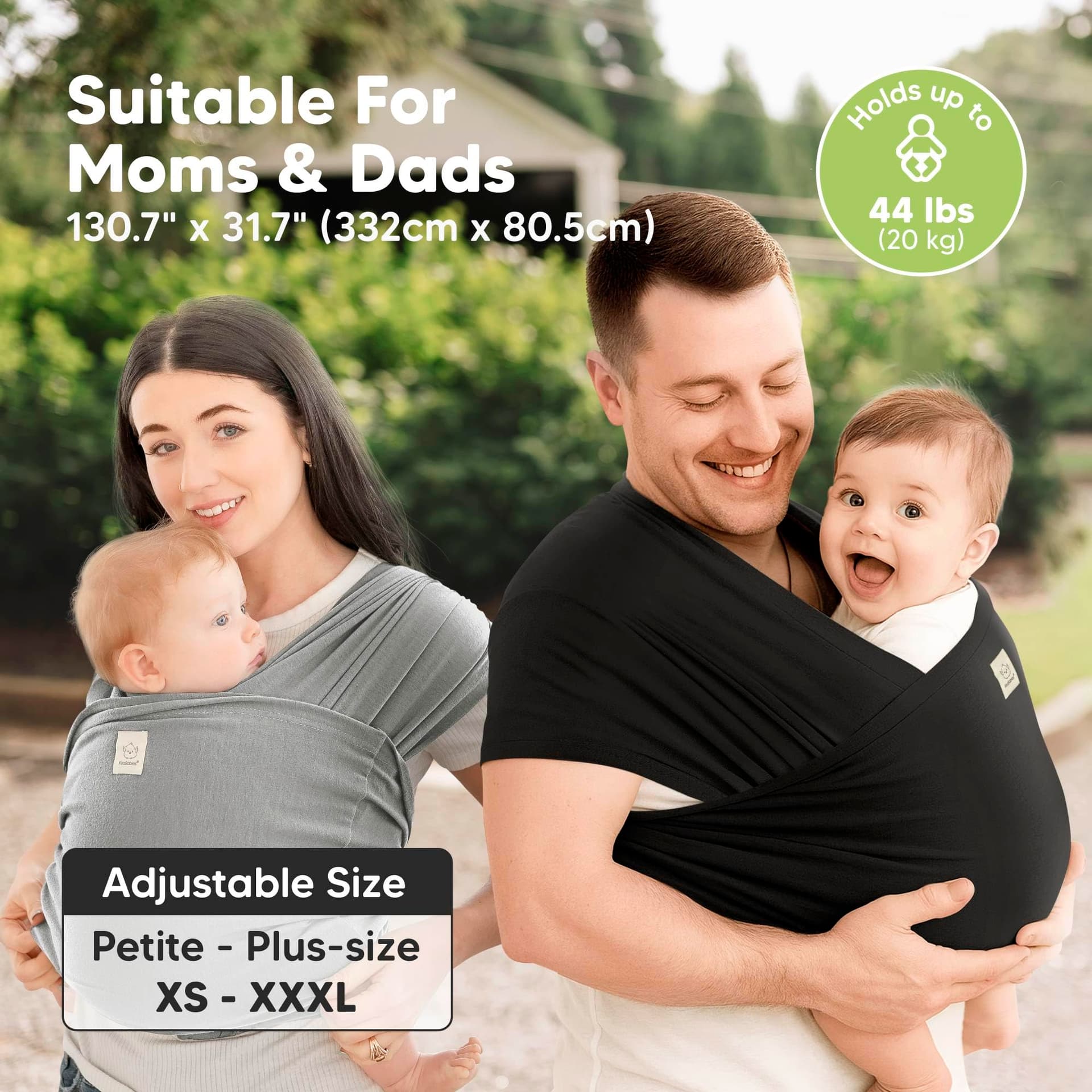 KeaBabies Baby Wrap Carrier Ring Sling - Easy to Wear, Adjustable D-Lite Baby Carrier Newborn to Toddler, Infant Carrying Shirt, Hands Free Bonding, Breathable Fabric Wearing Wrap (Graphite) thumbnail 4