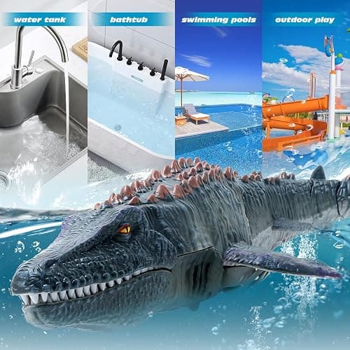 fromeasy Remote Control Dinosaur Toys for Kids 3 4 5 6 7, Mosasaurus Diving Toys RC Boat with Light and Spray Water for Swimming Pool Lake Bathroom Ocean Protector Bath Toys thumbnail 7