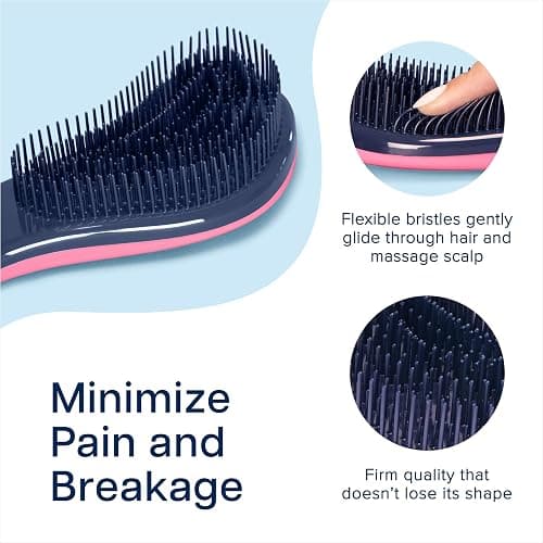 Crave Naturals Glide Thru Hair Brush - Detangler Brush for Curly, Straight, Wet or Dry Hair - Gentle Detangling Brushes for Adults, Kids, Toddlers - Hair Accessories for Women, 7.5x3" - Pink thumbnail 3