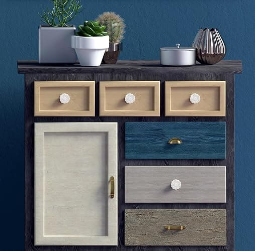 Tecrio 6PCS Vintage Floral Daisy Ceramic Dresser Drawer Knobs Elegant Cabinet Cupboard Door Hardware Pull Handles w/Screws White thumbnail 6