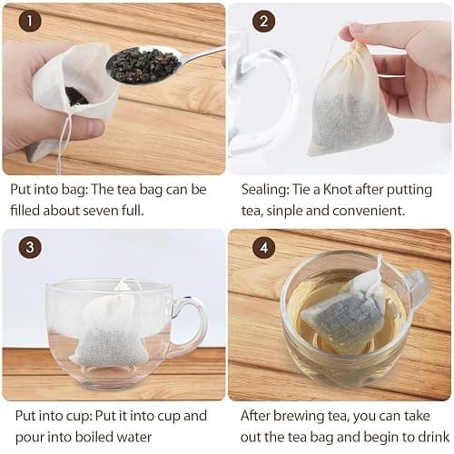 Tea Filter Bags, 50 Pack Housim Reusable Cotton Tea Bags Empty Unbleached Strainer Filter Bags ECO Friendly Tea/Herb Brew Bags Loose Leaf Tea Infuser for Home Office Travel (3.1 x 3.9Inch) thumbnail 4