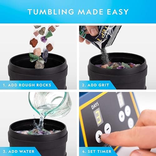 National Geographic Rock Tumbler Kit - 3 Lb. Extra Large Capacity Barrel with 3-Speed Motor & 9-Day Timer, Kit Includes Rocks for Tumbling and Rock Polisher Grit, Rock Tumbler for Adults and Kids thumbnail 2