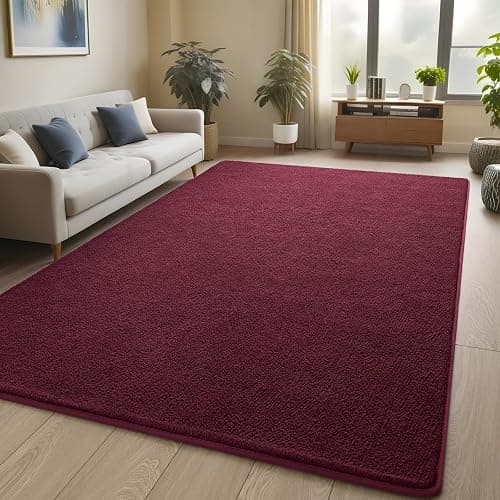 Pettop 4x6 ft Burgundy Red Area Rugs for Bedroom Living Room, Washable Memory Foam Indoor Carpet, Modern Aesthetic Minimalist Non Slip Soft Comfy Carpet for Boys Girls Dorm Home Decor thumbnail 8