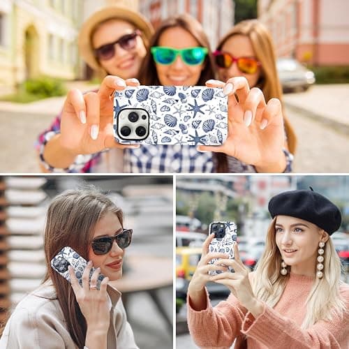 XUNQIAN Compatible for iPhone 13 Case, Coastal Beach Summer Blue Ocean Seashell Aesthetic Protective Phone Case (for iPhone 13), RUI-97A-A thumbnail 7