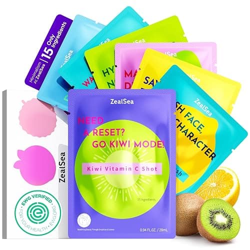 ZealSea Clean Beauty Face Masks Skincare, Minimalism 15 Ingredients Sheet Mask, Deep Hydration Facial Mask for Bouncy & Glowing, Sleepover Spa Party Supplies, Women Teen Girl Gifts Trendy Stuff, 7Pack - Image 1