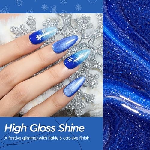 modelones Cat Eye Gel Nail Polish Set Glitter 6Colors Blue thumbnail 4