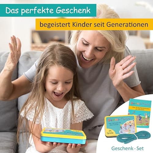 GLÜCKSWOLKE Gummitwist + Buch mit 25 Spiele - Indoor & Outdoor Spielzeug für Kinder ab 6, 7, 8, 9, 10 Jahre I Gummi Twist - Kinderspiele für Einschulung in Schultüte I Geschenke für Mädchen & Junge thumbnail 6