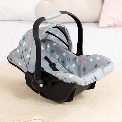 Bayer: Deluxe Car Seat - Grey, Pink, Stars - Accessory for Dolls Up to 18", Retractable Sunshade, Seat Belt, Hard Shel, Kids Toy, Age 3+ thumbnail 3