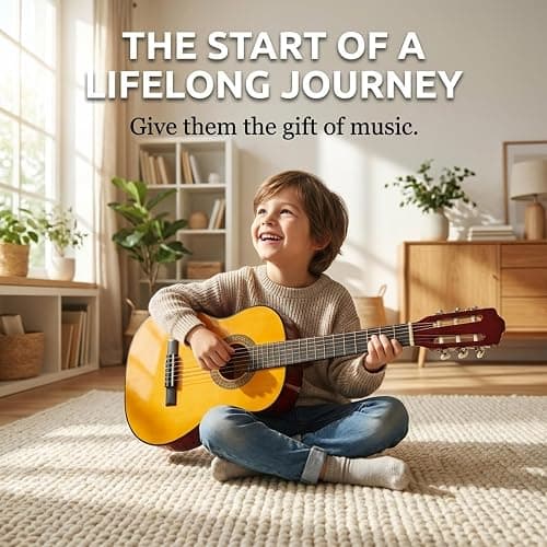 Music Alley MA-34-N 34 Inch Junior Classical Guitar for Kids, Natural | Nylon string acoustic beginner guitar for children with online lessons for school & home practice thumbnail 6