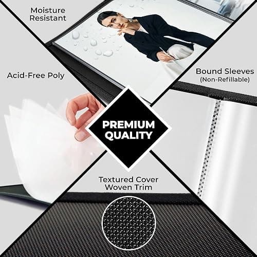 Dunwell Art Portfolio 8.5x11 Folder (Black), Mounting Paper, Portfolio Binder for Artwork, 8.5 x 11 Art Folder, 24 Pockets Display 48 Pages, Acid-Free Poly Presentation Book thumbnail 7