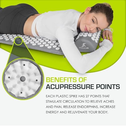 ProsourceFit Acupressure Mat and Pillow Set for Back/Neck Pain Relief and Muscle Relaxation thumbnail 3