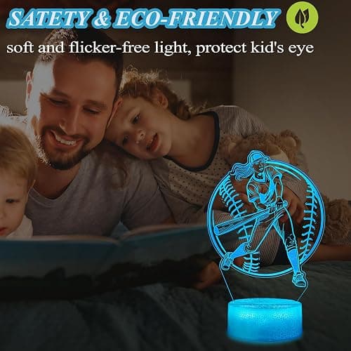 POSSHE Softball Night Light, Softball Gifts for Girls, 3D Illusion Lamp with Remote Control, 16 Colors Changing, RGB Flashing Mode and Dimmable, Softball Accessory Gifts for Girls Christmas Decor thumbnail 4
