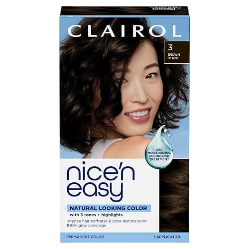 Clairol Nice'n Easy Permanent Hair Dye, 3 Brown Black | 100% Gray Coverage | Long‑Lasting, Natural‑Looking Color & Shine | Pack of 1 - Image 1