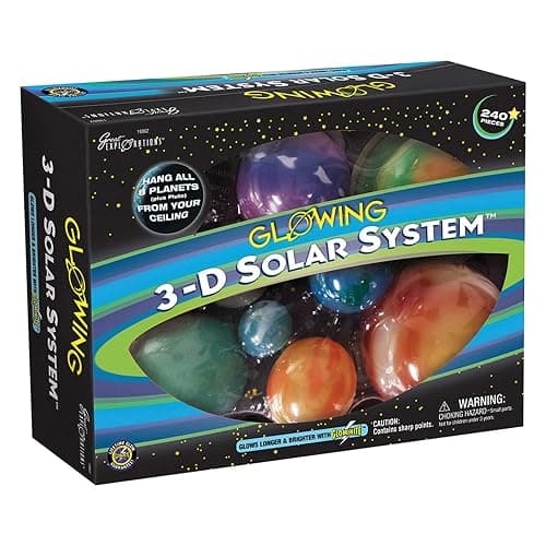 Great Explorations, 3-D Solar System Glow In The Dark Ceiling Hanging Kit 3D Planets and Star Stickers Create the Milky Way Teach Science STEM - Image 1