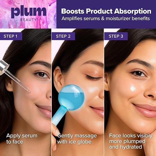 Plum Beauty Facial Ice Globes - Cooling Massage Tools for Refreshing Skincare Routine, Enhances Self Care, Reduces Puffiness - Set of 2 thumbnail 6