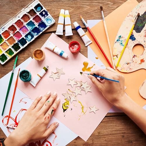 Gejoy 500 Pcs Wooden Stars Unfinished Stars Pieces Blank Wooden Cutouts Ornaments for Craft Memorial Day Independence 4th of July Patriotic Project and Decoration(1 Inch) thumbnail 3
