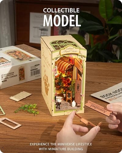 Wowood DIY Book Nook Floral Corner, 3D Puzzle Book Nook Kits for Adults, Decorative Book Nooks for Bookshelf Miniature Scenes, DIY Crafts/Gifts/Decorations for Teens (Floral Corner) thumbnail 5