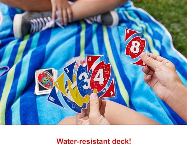 Mattel Games UNO Splash Card Game with Waterproof Cards and Portable Clip for Travel, Camping and Game Nights Away thumbnail 3