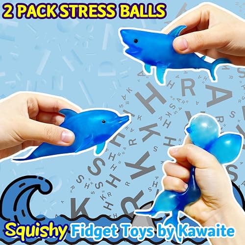 Squishy Shark Stress Balls Dolphin Squeeze Toys (2 Pack), Sea Animal Shark Squishy Toys Dolphin Stress Sugar Balls for Kids and Adults, Easter Basket Stuffers,, Party Favors thumbnail 3