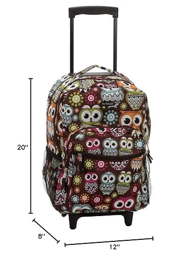Rockland Double Handle Rolling Backpack, Owl, 17-Inch thumbnail 2