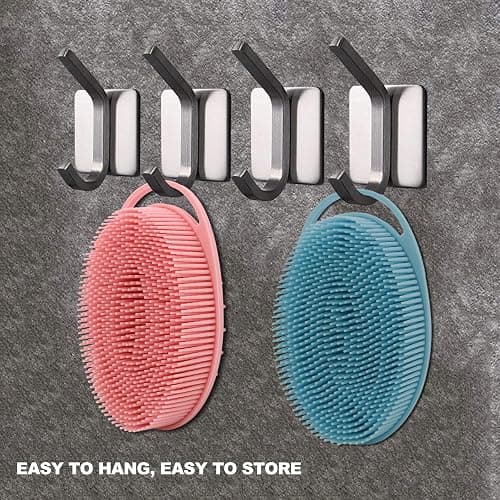 2 Pack Silicone Body Scrubber, Loofah Double-Sided Body Brush,Shower Scrubber and Scalp Massager Shampoo Brush for Sensitive Kids Women Men All Kinds of Skin (Pink & Blue) thumbnail 5